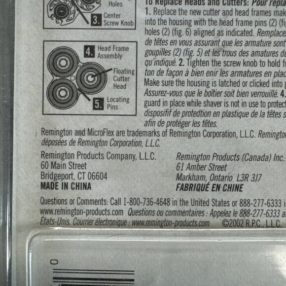 Remington MicroFlex Replacement Heads and Cutters SP-16 NOS Open Box New - Picture 7 of 7